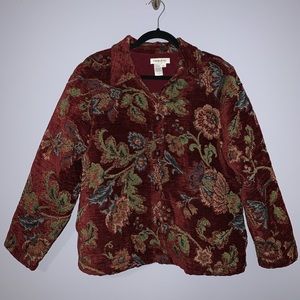 Burgundy tapestry / carpet jacket 💚